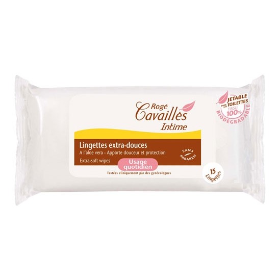 Rog&eacute; Cavaill&egrave;s lingettes intime extra-douces 15 lingettes